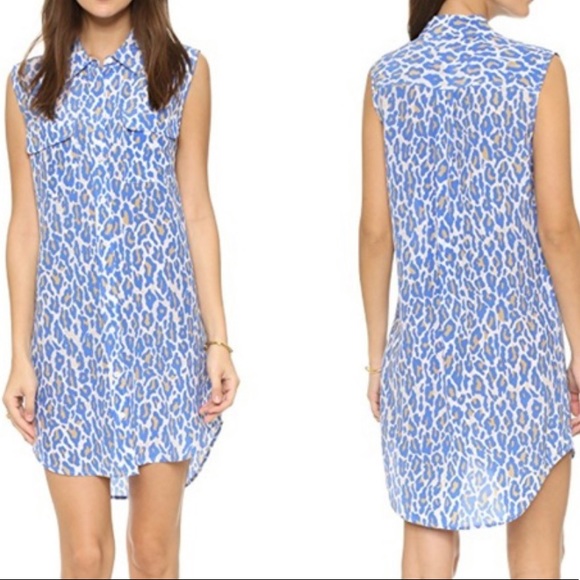 blue leopard shirt dress